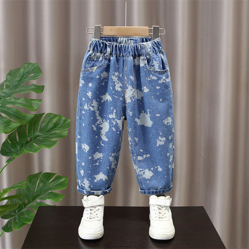 Casual Boys Denim Pants, Loose Straight Leg Kids Jeans