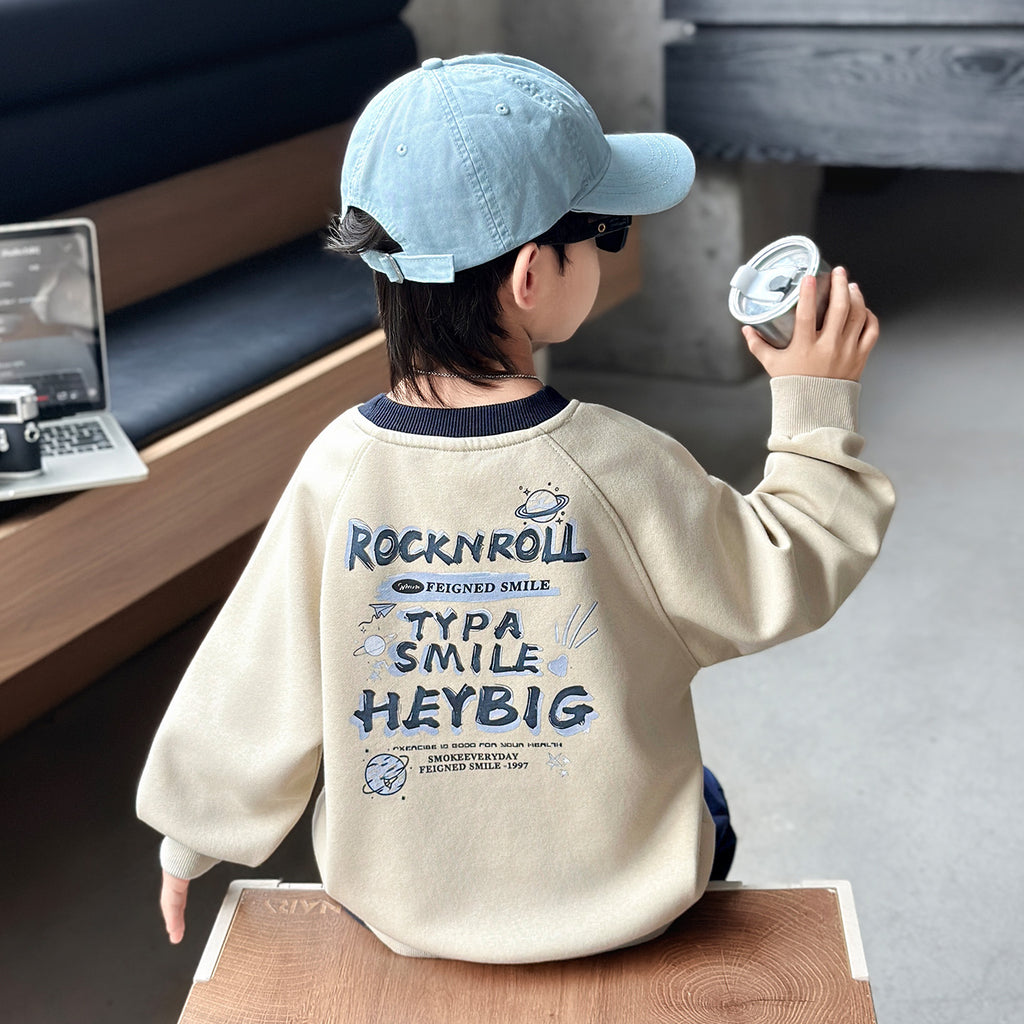 Long Sleeve Crew Neck Boys Pullover Sweatshirt