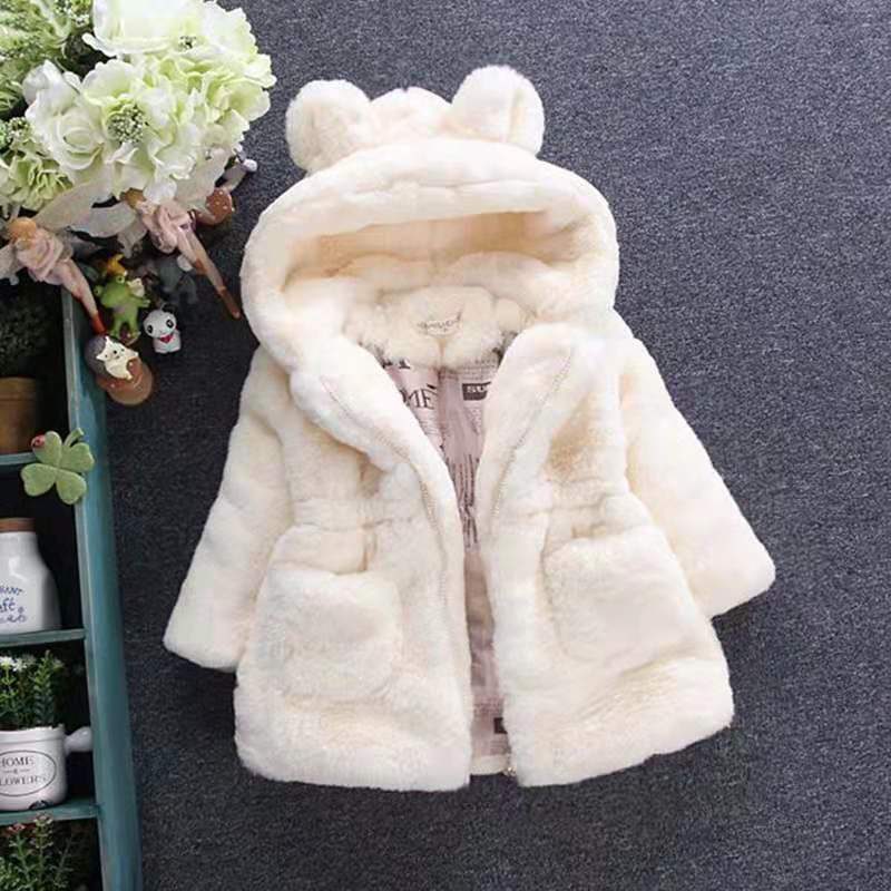 Girls Thick Faux Fur Padded Coat Winter Warm Kids Outerwear Jacket