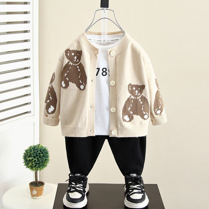 Boys' Knit Open Cardigan Sweater Spring Autumn Toddler Kids Outerwear
