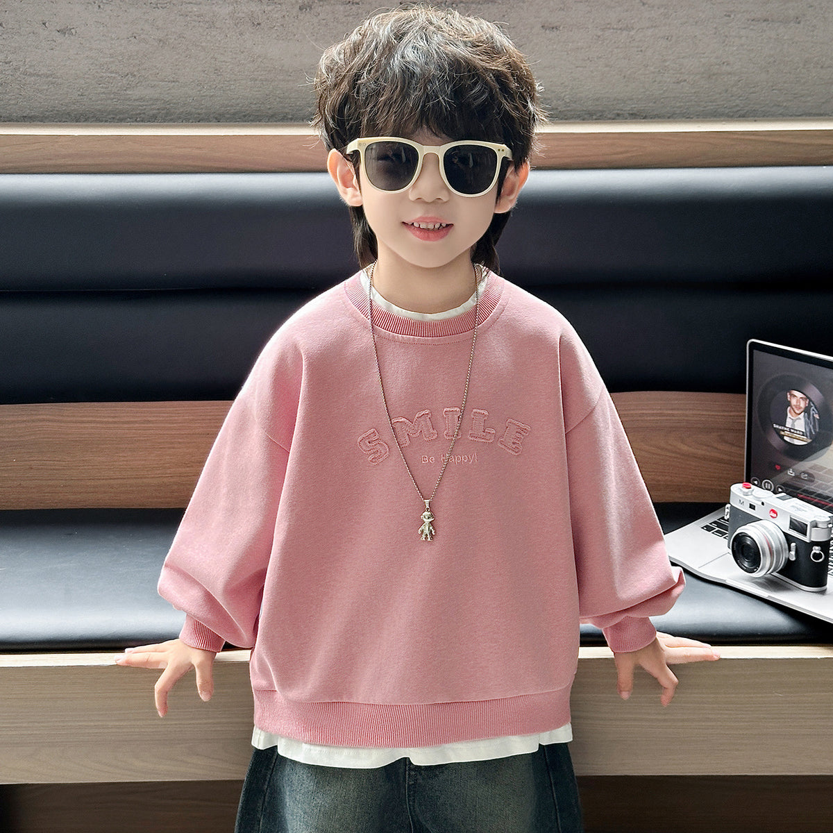 Fake Two-Piece Long Sleeve Sweatshirt for Boys