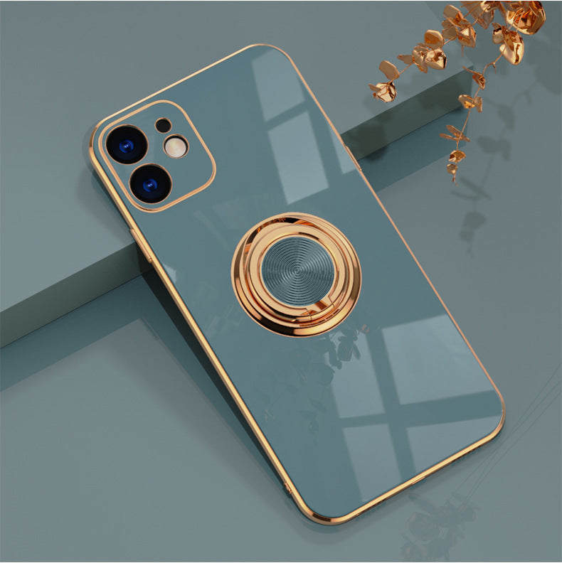 Applicable apple iphone13 phone case 14promax14/7P/XS plating finger ring protective cover car magnetic