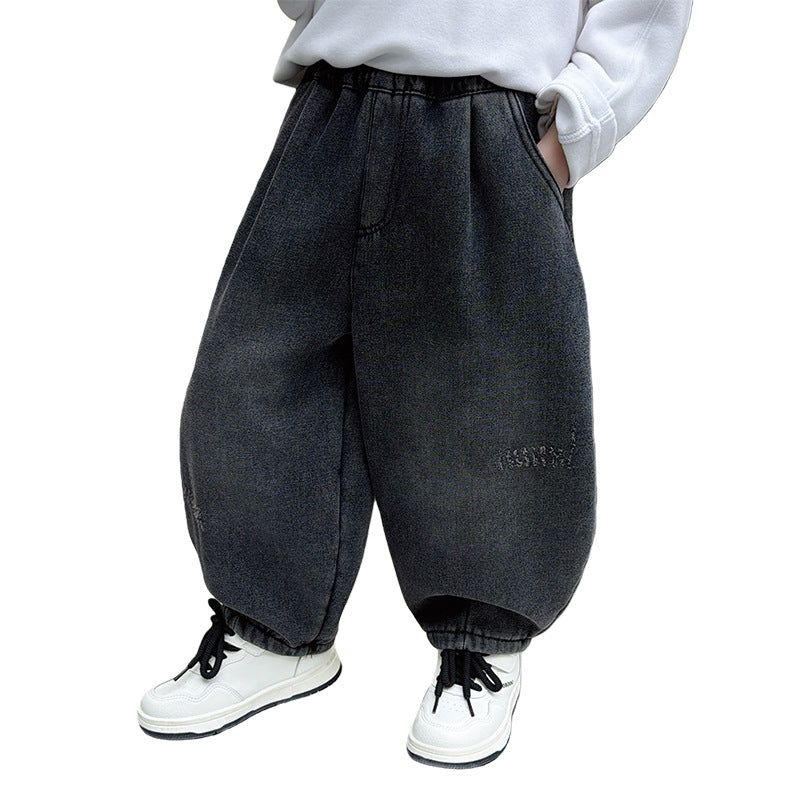 Trendy Casual Boys' Loose Denim Curved Leg Jeans