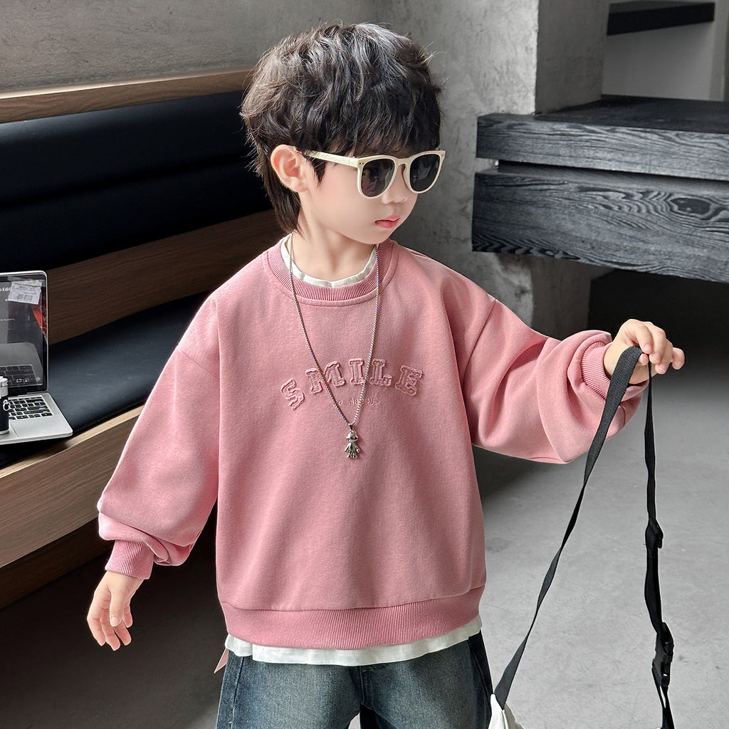 Fake Two-Piece Long Sleeve Sweatshirt for Boys