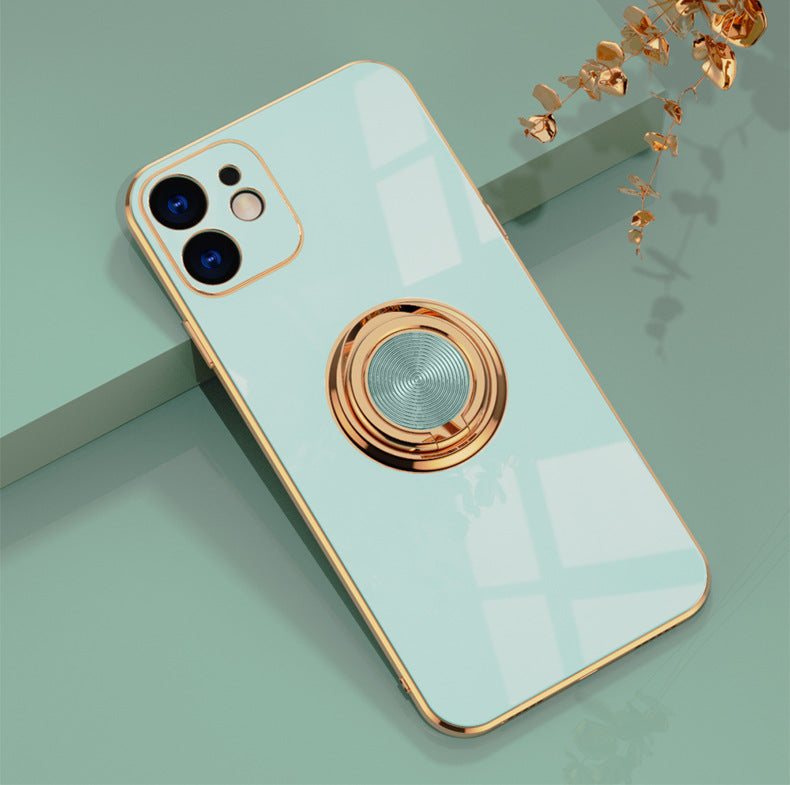 Applicable apple iphone13 phone case 14promax14/7P/XS plating finger ring protective cover car magnetic