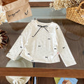 Long Sleeve Bowknot Lace Collar Girls T-Shirt