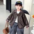 Boys PU Leather Biker Jacket Spring Autumn Motorcycle Outerwear