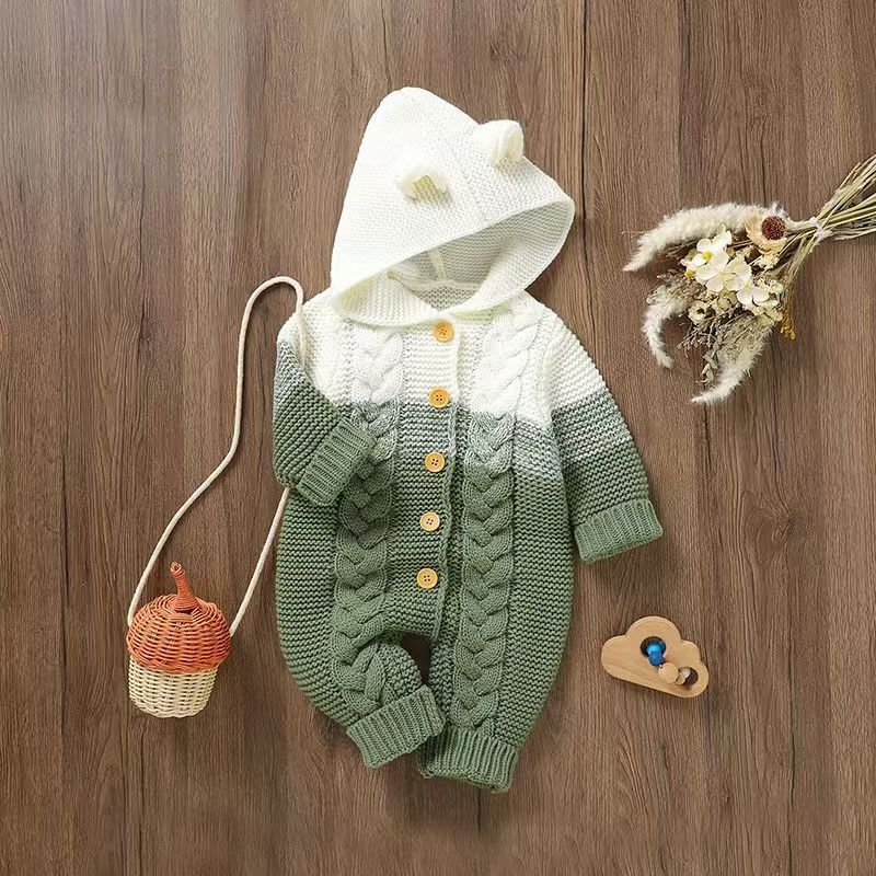 Baby Knitted Onesie Thick Warm Romper Unisex Newborn Clothes Spring Autumn