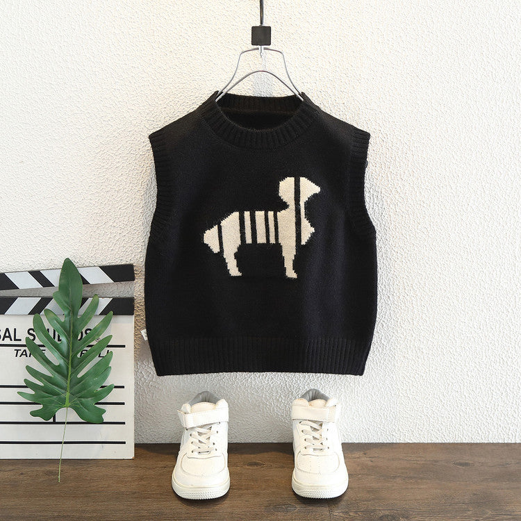 Boys Fashion Jacquard Knitted Vest Spring Autumn Casual Waistcoat
