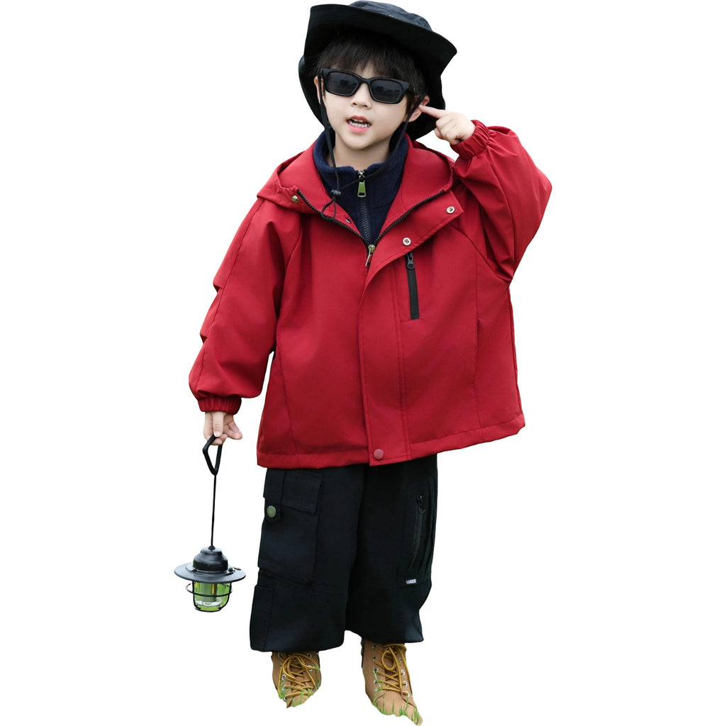 Boys 3-in-1 Outdoor Windbreaker Jacket Spring Autumn Casual