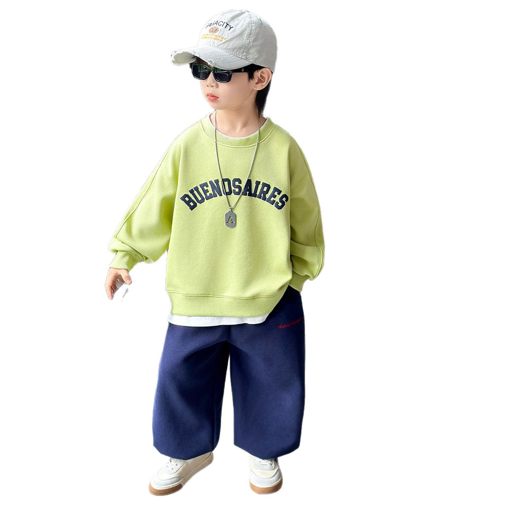 Boys' Casual Faux Two-Piece Pullover Sweatshirt