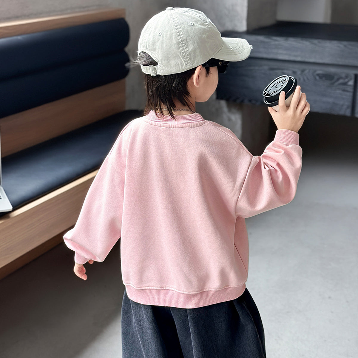 Stylish Boys Long Sleeve Crew Neck Pullover Sweatshirt