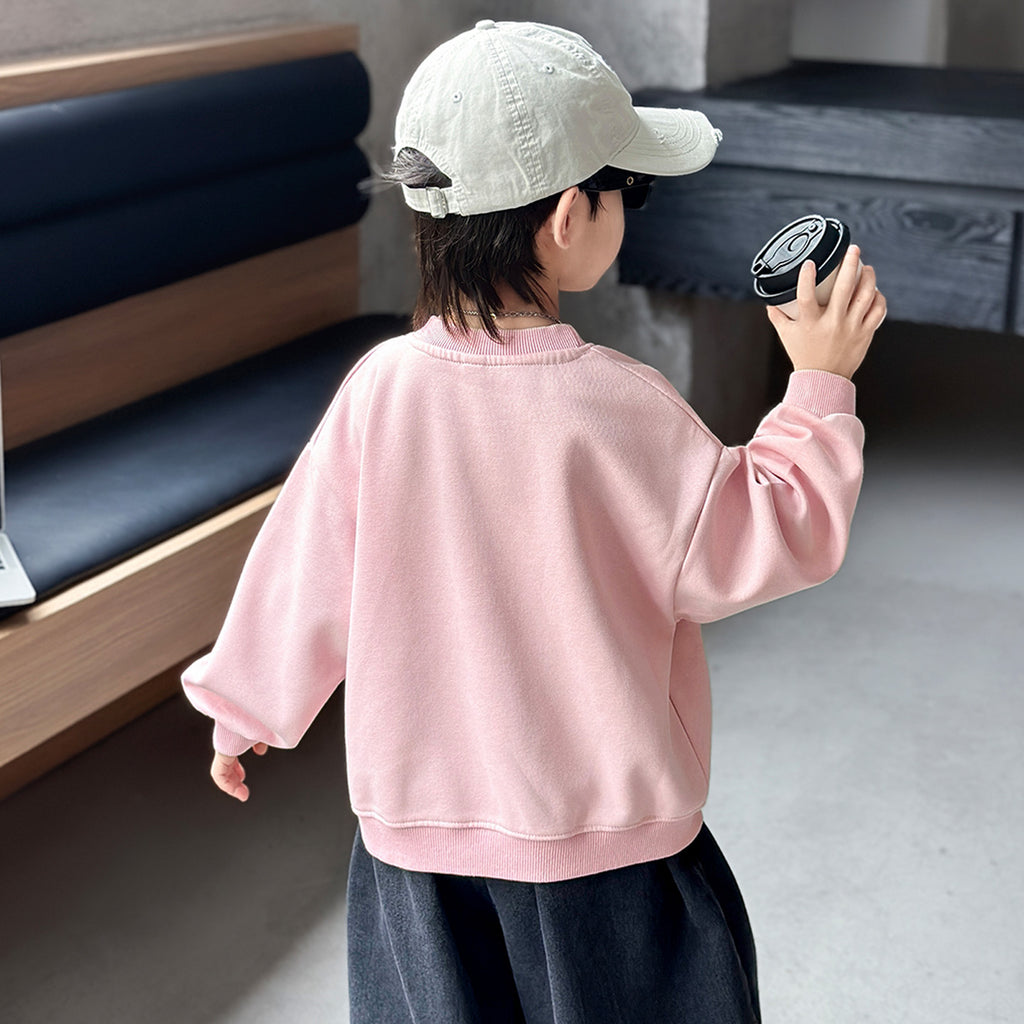 Stylish Boys Long Sleeve Crew Neck Pullover Sweatshirt