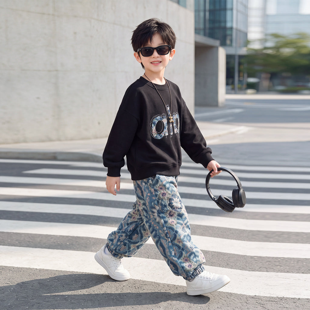 Boys Spring Autumn Casual Sportswear Hoodie Two-Piece Set
