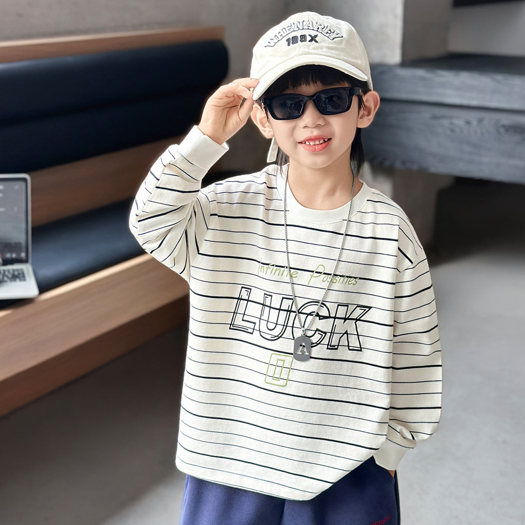 Boys' Striped Long Sleeve Crew Neck Sweatshirt