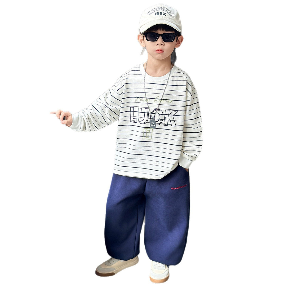 Boys' Striped Long Sleeve Crew Neck Sweatshirt
