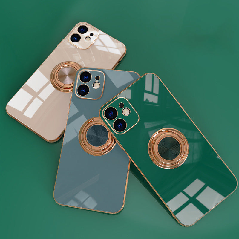 Applicable apple iphone13 phone case 14promax14/7P/XS plating finger ring protective cover car magnetic