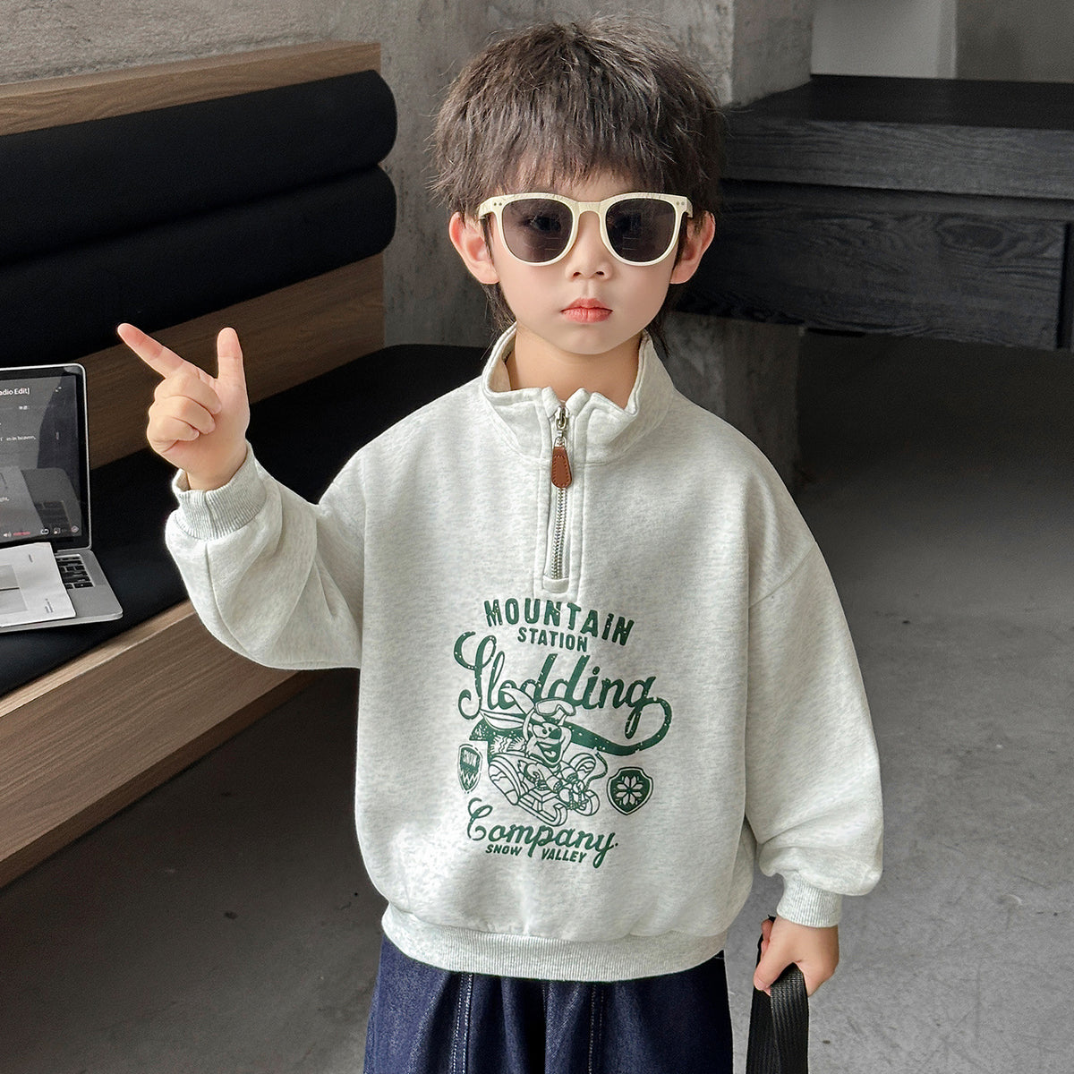 Half Zip Kids Boys Sweatshirt