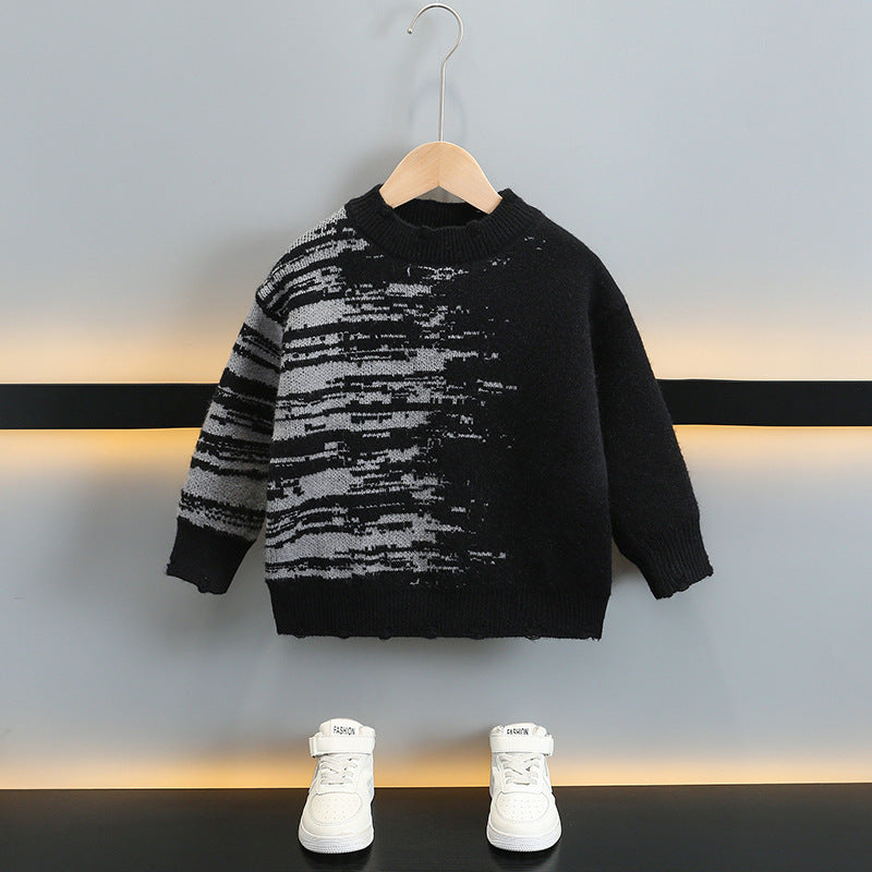 Style Red Ripped Long Sleeve Sweater for Boys