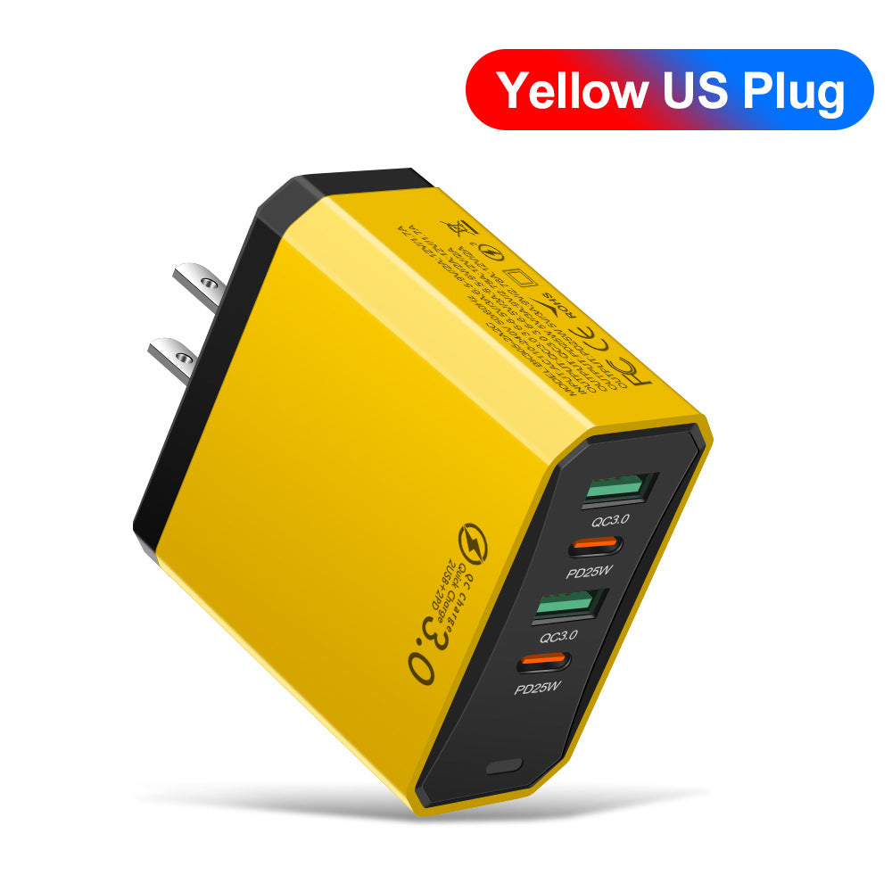 Four in one 2USB+2PD mobile phone charger, tablet plug, European, American and British standard super fast charging