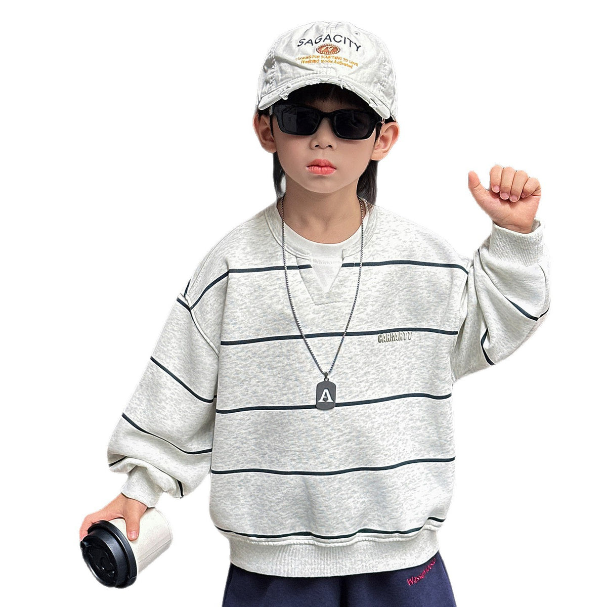 Boys Long Sleeve Layered Pullover Sweatshirt