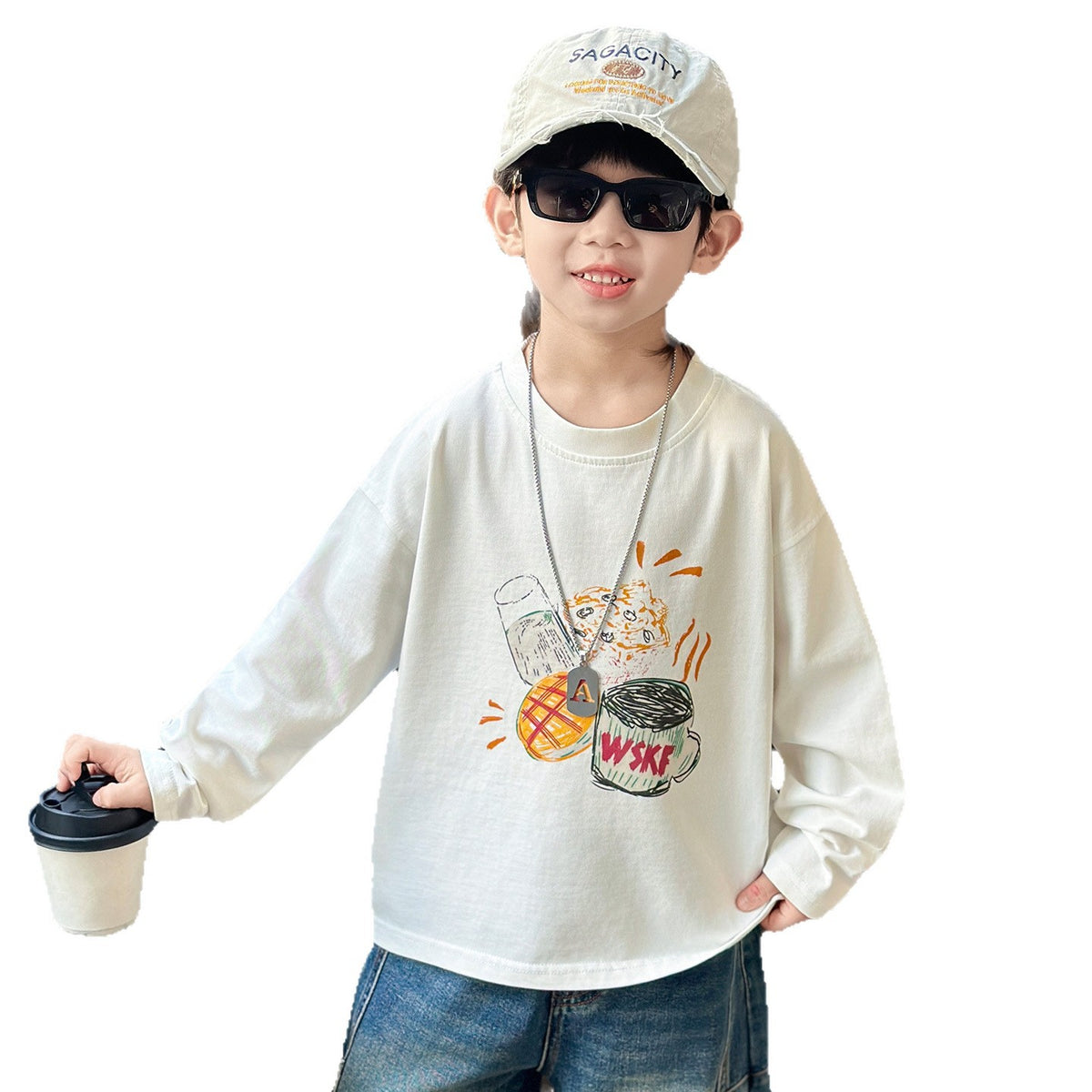 Boys Long Sleeve Crew Neck Pullover Top
