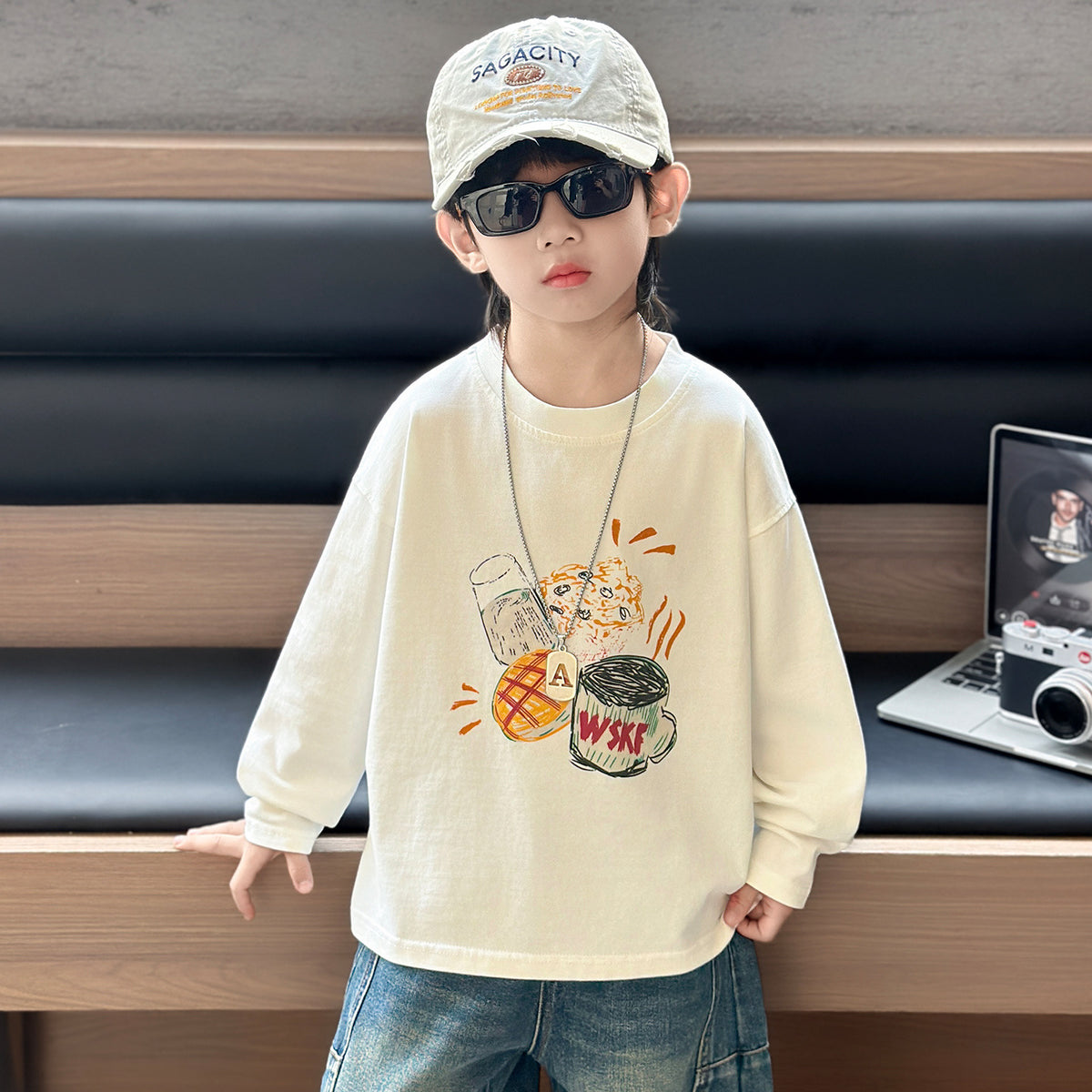 Boys Long Sleeve Crew Neck Pullover Top