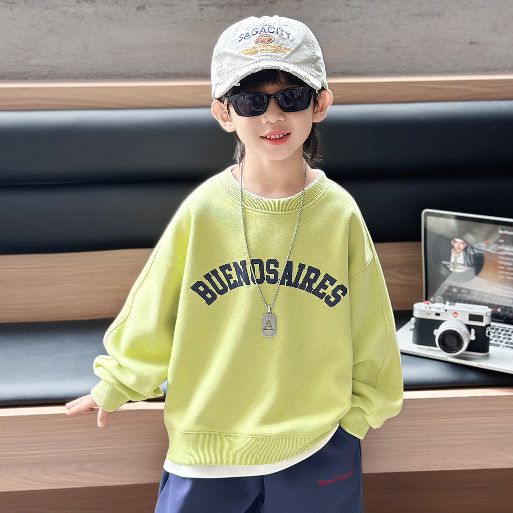 Boys' Casual Faux Two-Piece Pullover Sweatshirt