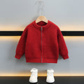 Style Red Lapel Collar Boy's Sweater Cardigan