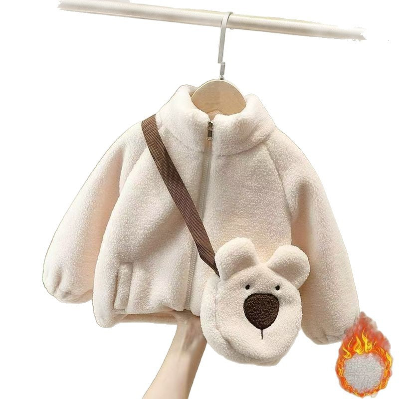 Kids Sherpa Fleece Jacket Thick Warm Outerwear for Boys and Girls