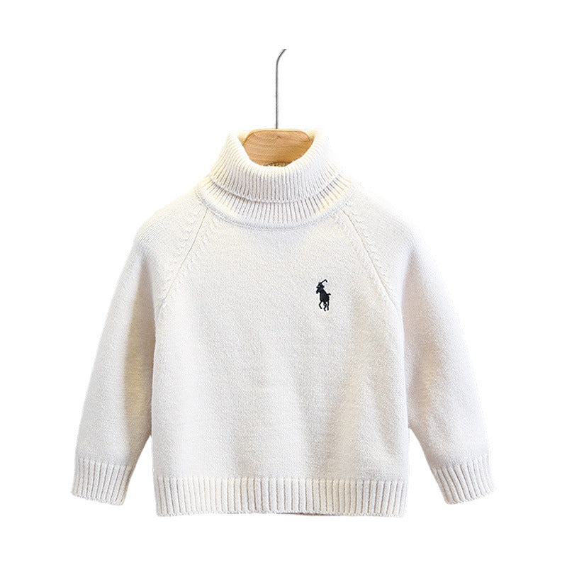 Boys' Turtleneck Sweater Autumn Winter Warm Fleece Lined Knitwear