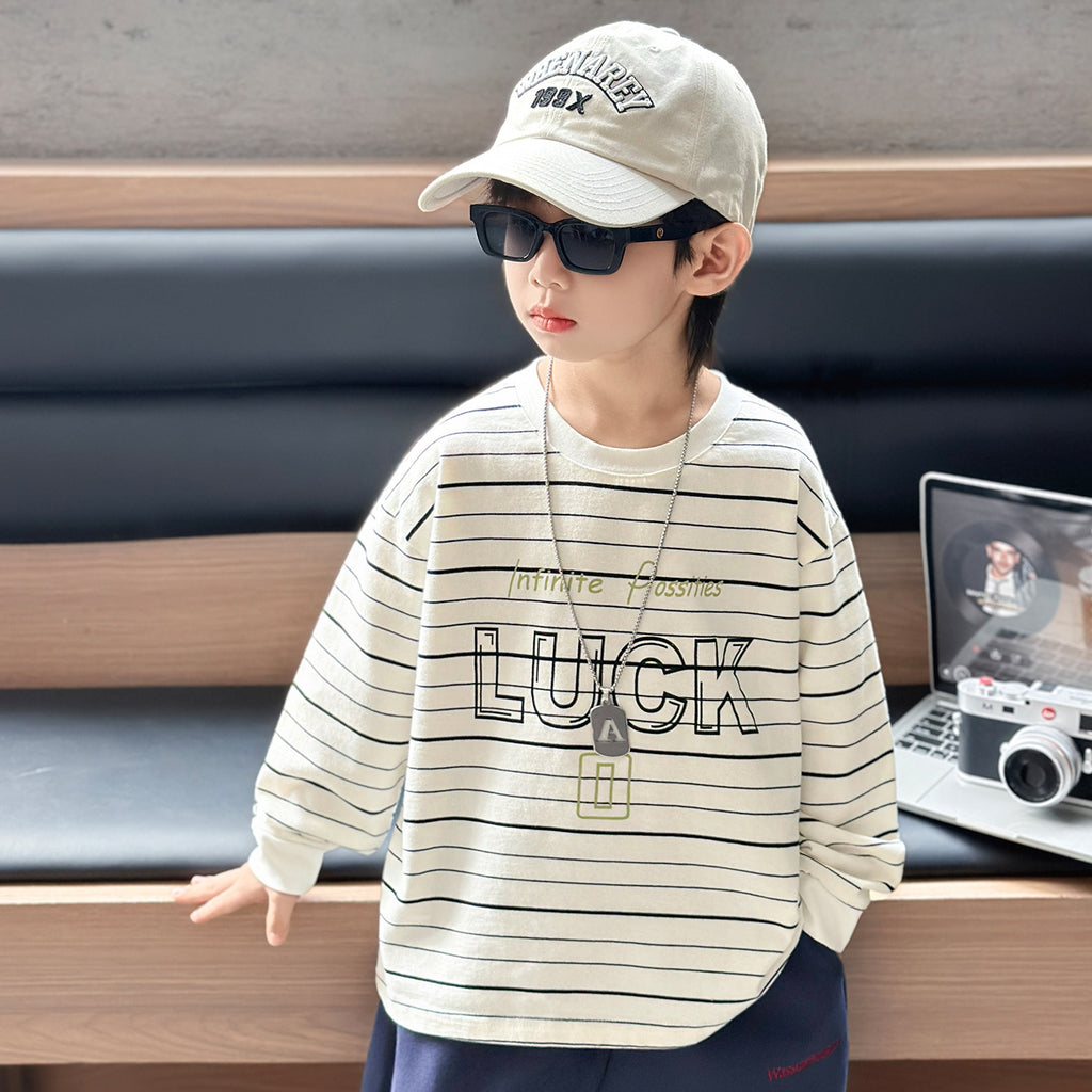 Boys' Striped Long Sleeve Crew Neck Sweatshirt