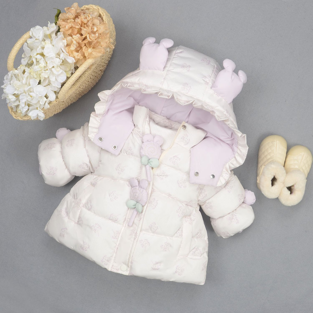 Girls Chic Fleece-Lined Cotton Padded Winter Jacket