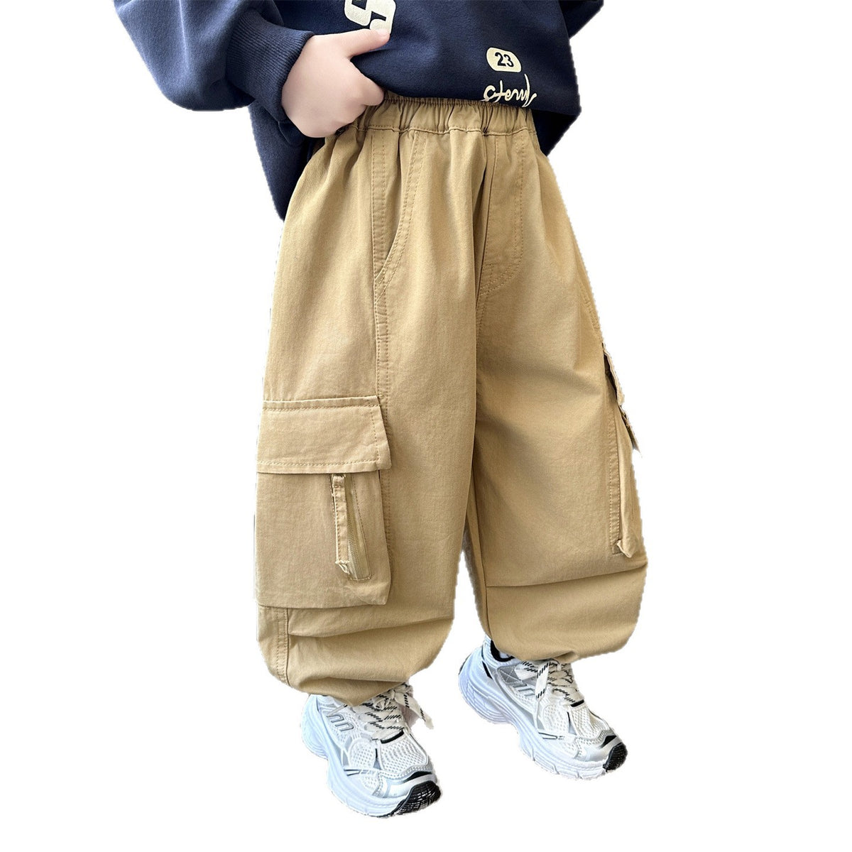 Boys Cotton Cargo Pants Casual Spring Autumn Trousers