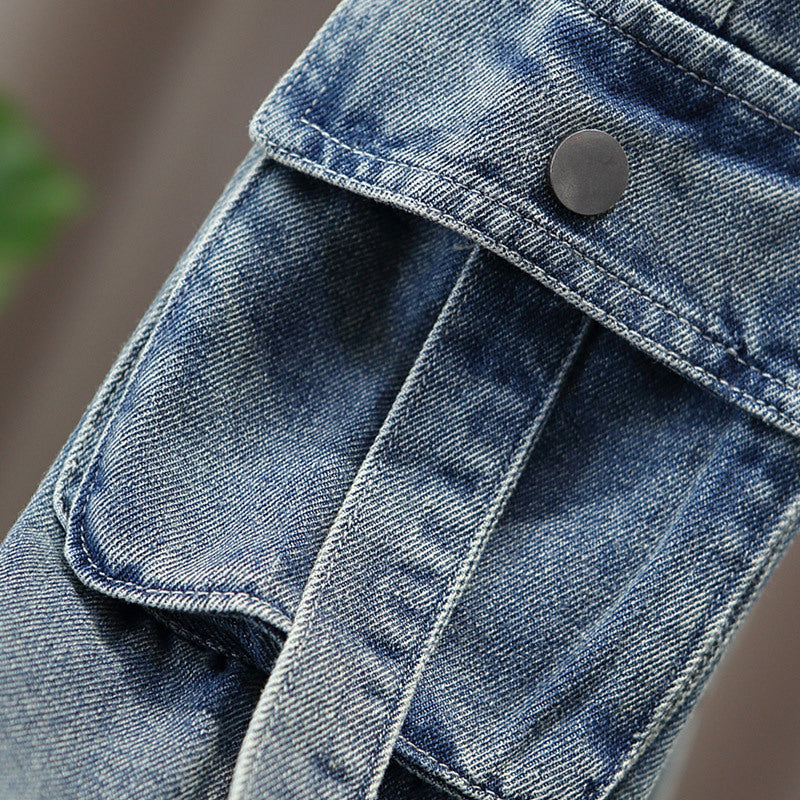 Boy's Straight Leg Denim Cargo Pants