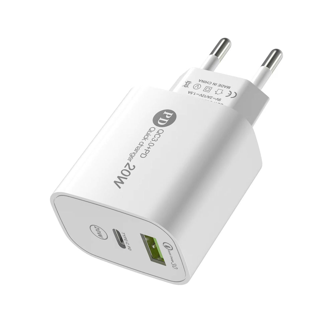 PD12W charger 5V 2.4A European, American and British standard charging head Type-C adapter PD+USB charging head