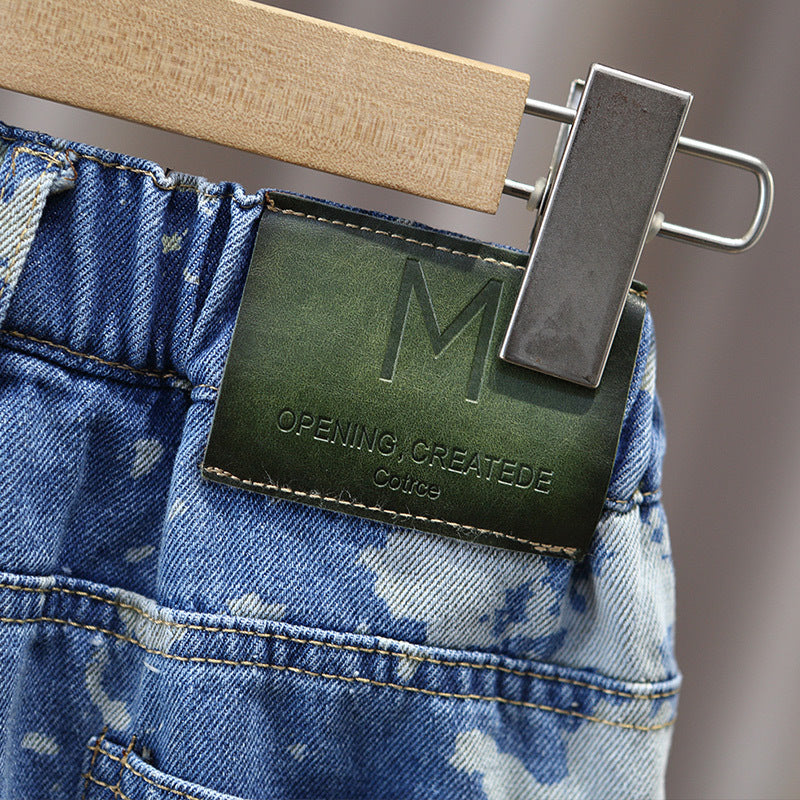 Casual Boys Denim Pants, Loose Straight Leg Kids Jeans
