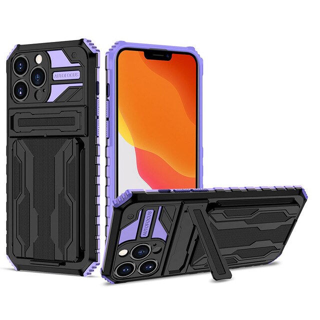 Suitable for iPhone13ProMax King Kong card bag mobile phone shell Apple 13Pro anti-fall bracket 13 protective cover