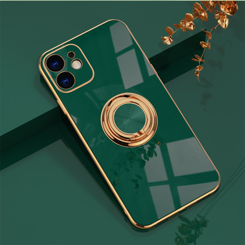 Applicable apple iphone13 phone case 14promax14/7P/XS plating finger ring protective cover car magnetic