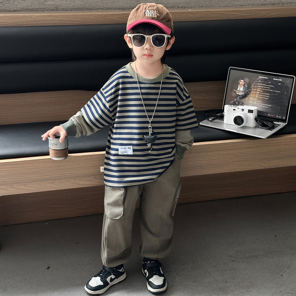 Boys Striped Two-Piece Casual Set