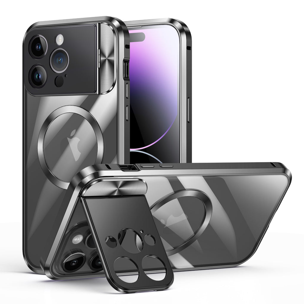 Suitable for Apple 15Promax mobile phone case Magneto metal magnetic iPhone14 bracket mirror protective cover