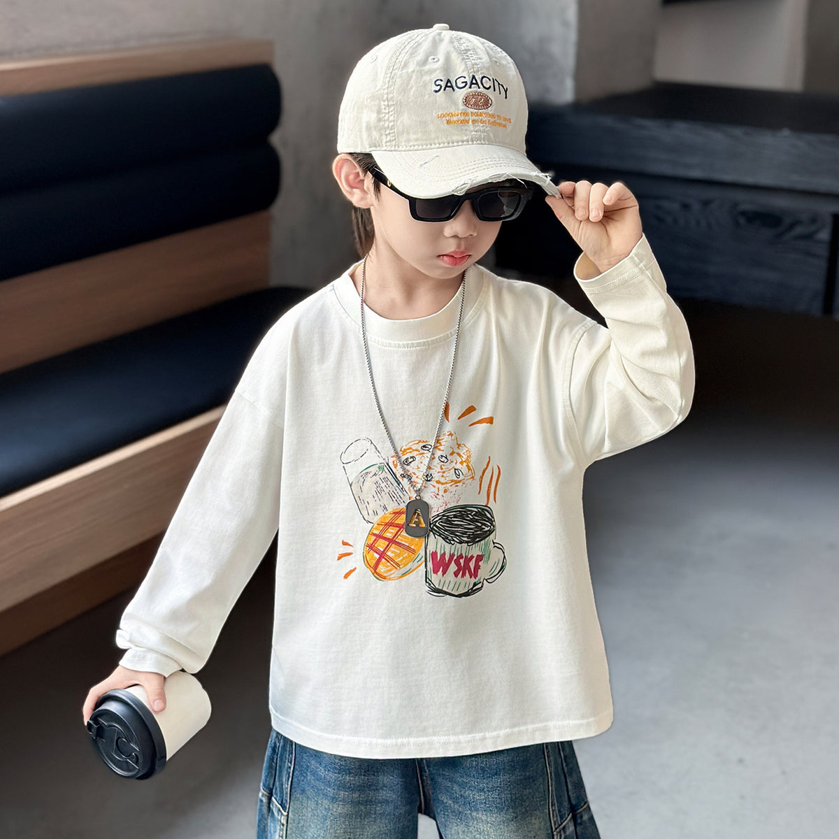 Boys Long Sleeve Crew Neck Pullover Top
