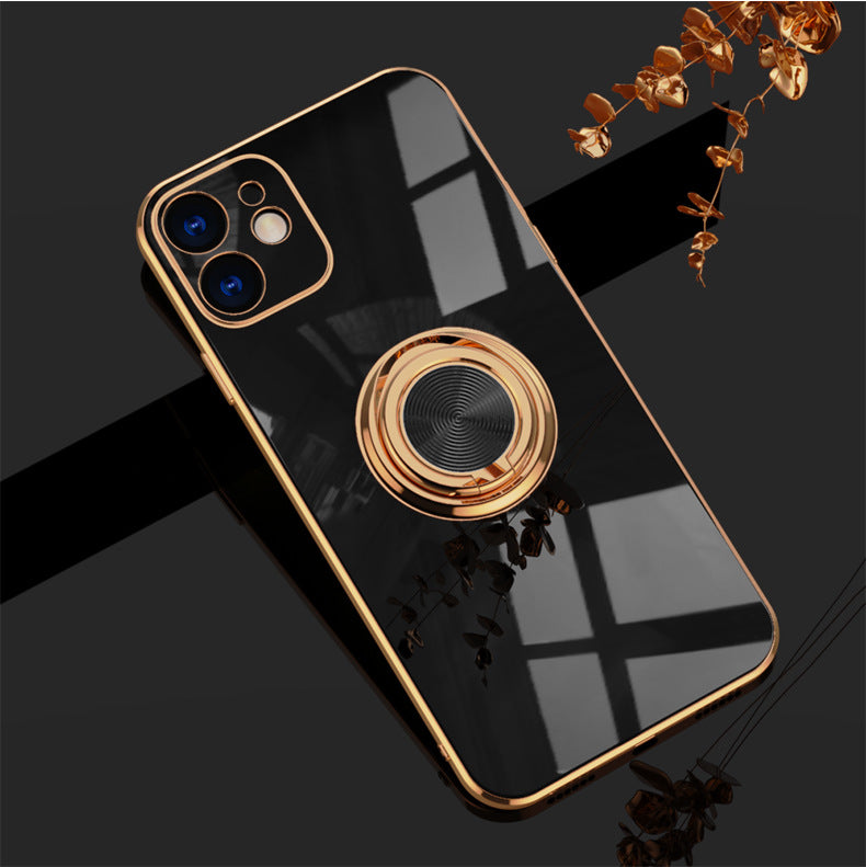 Applicable apple iphone13 phone case 14promax14/7P/XS plating finger ring protective cover car magnetic