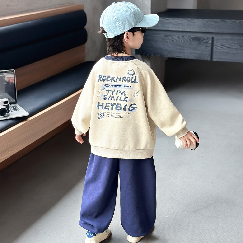 Long Sleeve Crew Neck Boys Pullover Sweatshirt