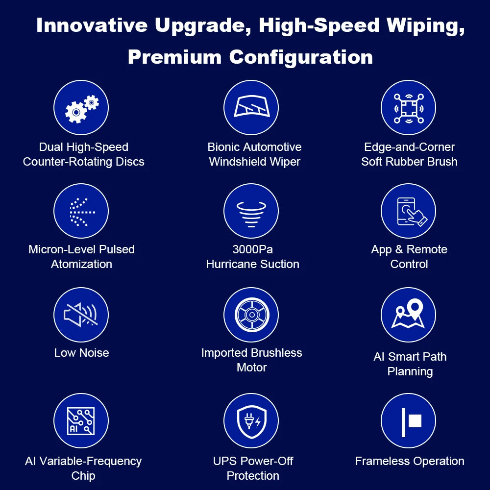 NEW Window Cleaning Robot LIECTROUX G8, High-Speed Cleaning, Double Water Spray, AI Navigation, 4 Soft Rubber Brush,Smart Memory