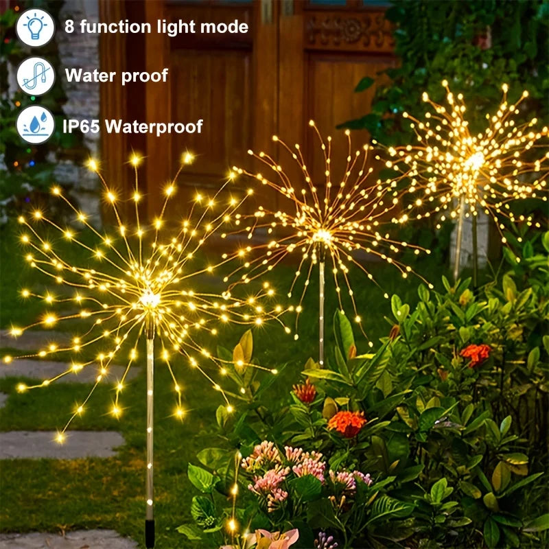 1er-Pack Solar-Feuerwerksleuchten für den Außenbereich, Festbeleuchtung in Form von Feuerwerkslichtern für Garten und Terrasse, Halloween, Weihnachten, Hochzeit, Wanddekoration