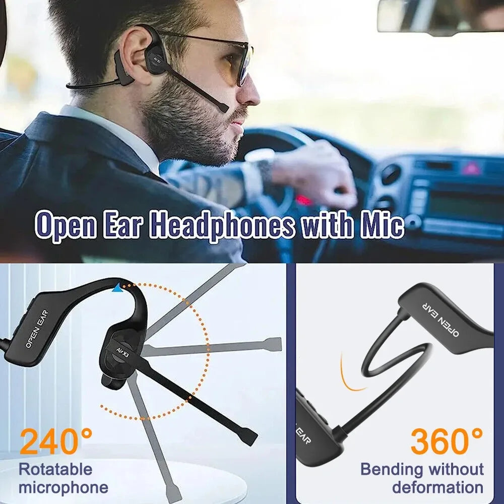 Cuffie wireless open-ear Bluetooth con microfono