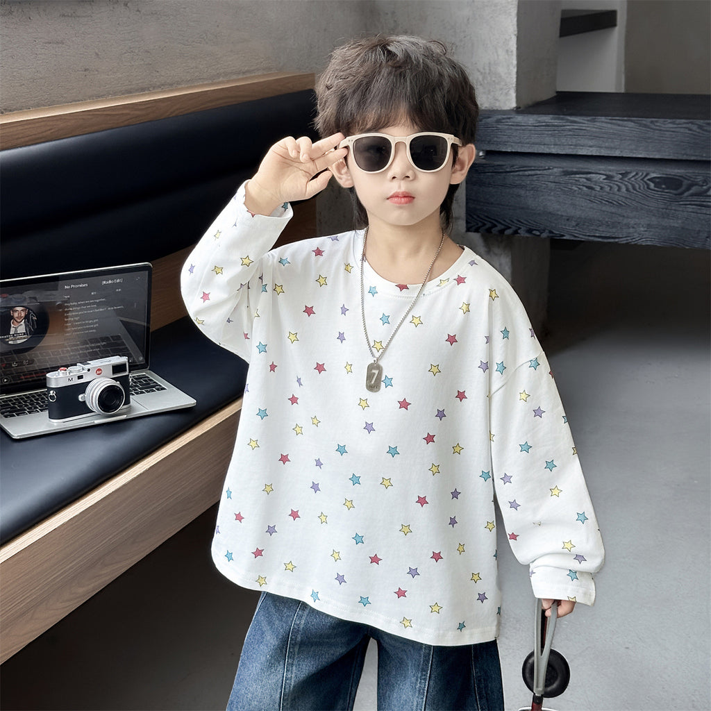 Boys' Fashion Star Print Long Sleeve T-Shirt