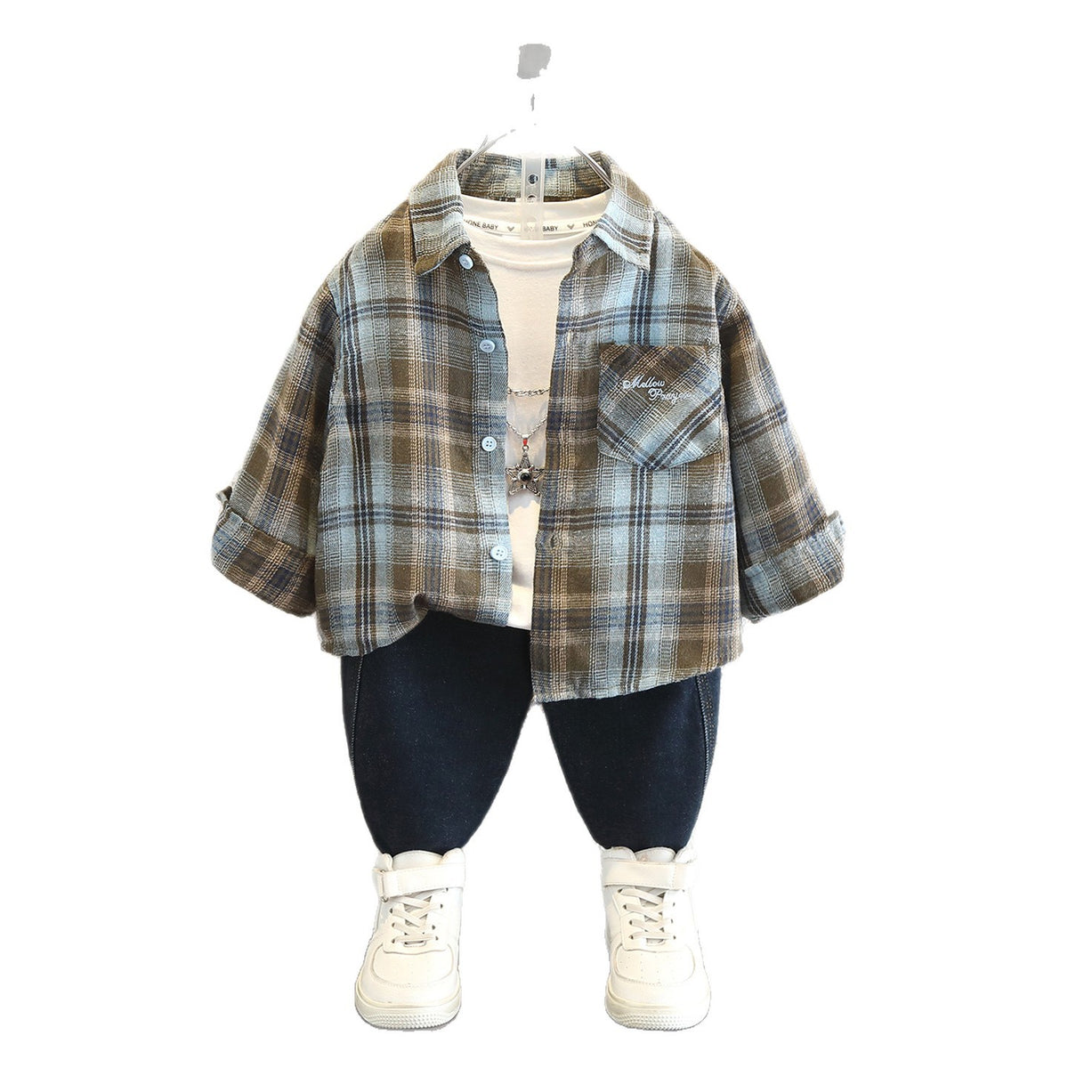 Boys Long Sleeve Plaid Shirt Casual Top