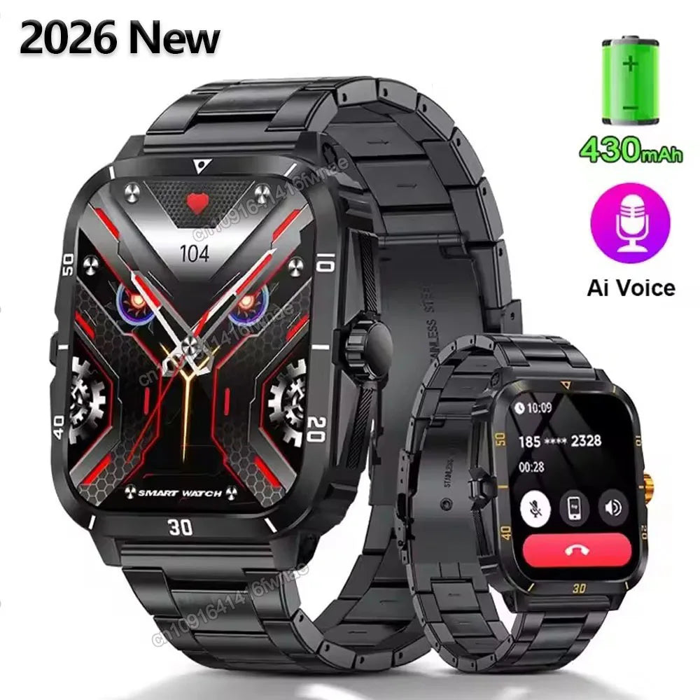 2026 Outdoor Military Watch 1.96" Smartwatch Men Bluetooth Call Health Monitor Smart Watch Sport Fitness Waterproof Watches Hw12